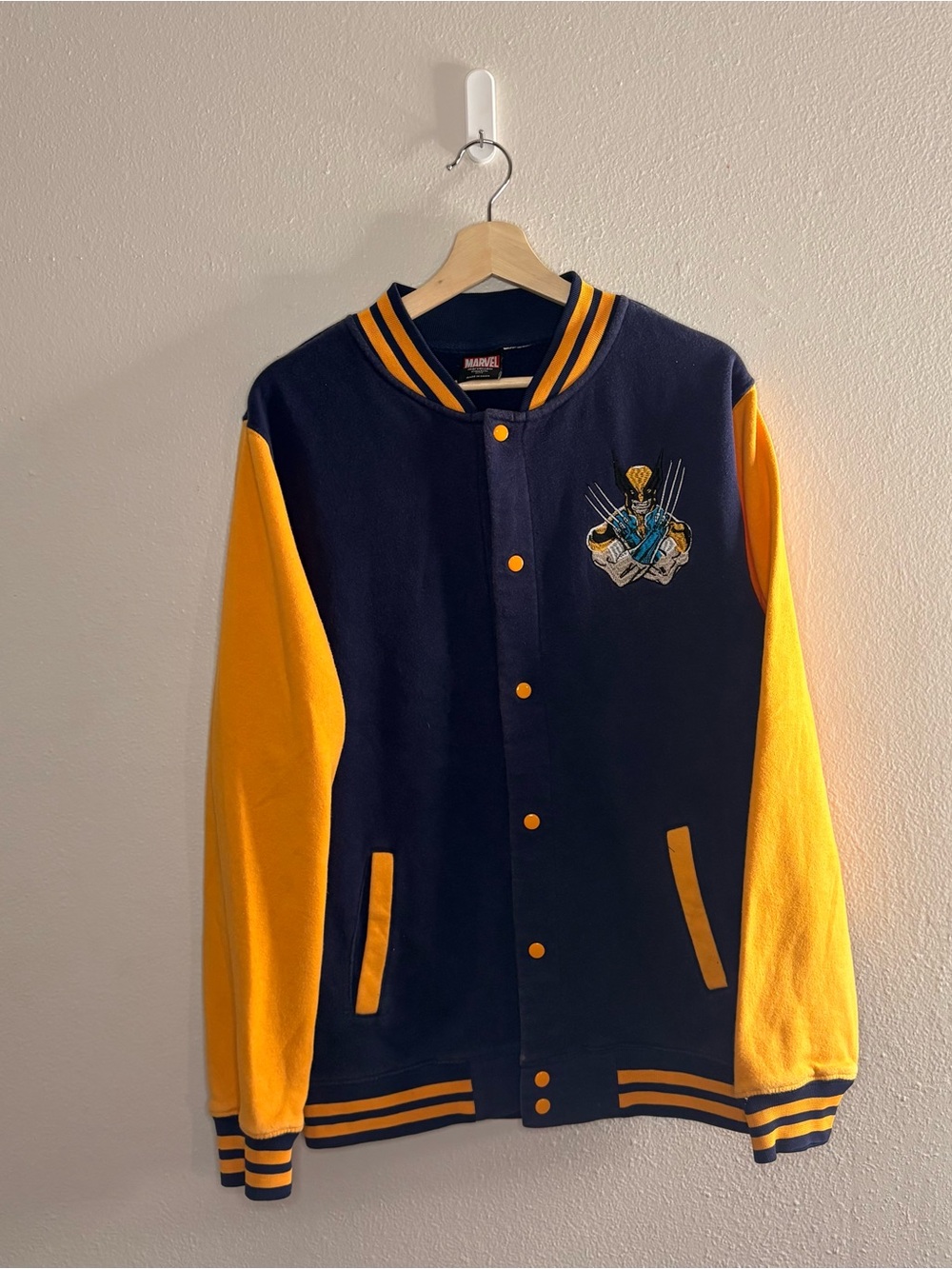 Marvel Navy & Yellow Wolverine Varsity Jacket